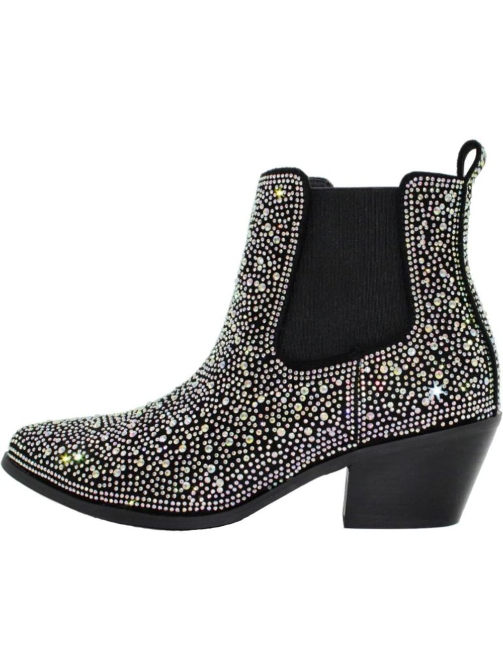 Women's Black Embroidered Western Cowgirl Boots Mid Ankle Boots PU Medium Heels
